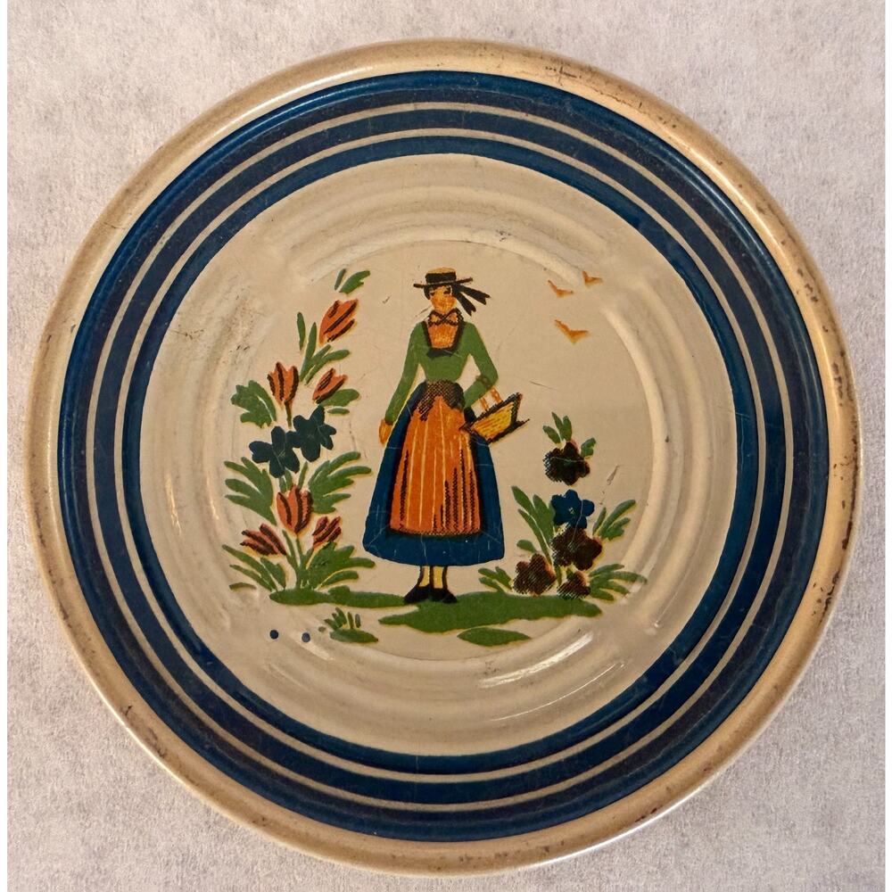 Vintage Dutch Girl Metal Coasters, Set of 4